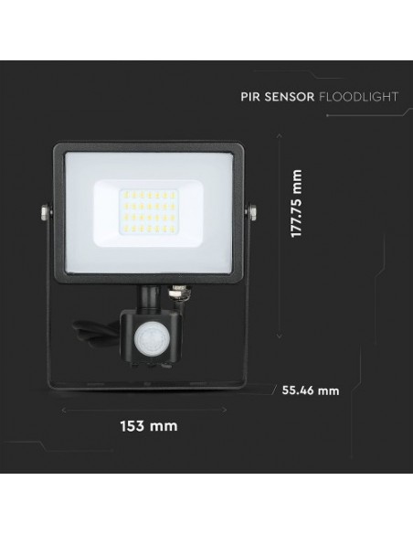 20W Proiector LED Senzor Chip SAMSUNG functie Cut-OFF Corp Negru 3000K