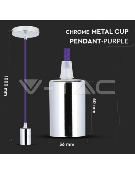 Lampa Plafoniera Crom Metal Lumina Purple