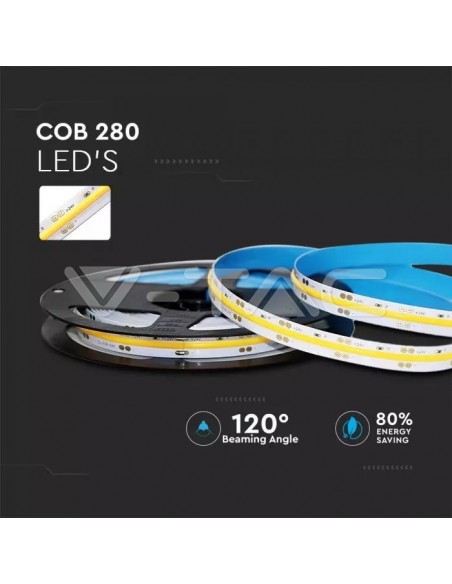 Bandă LED COB Set IP20 24V 6400K 280 LEDs 10W/m /2654 + 3264/